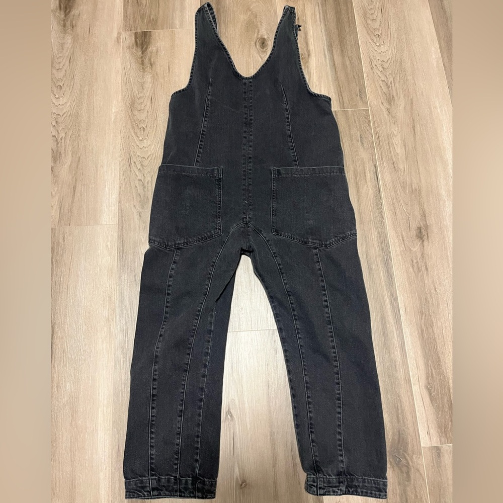 Free People black denim jumpsuit
